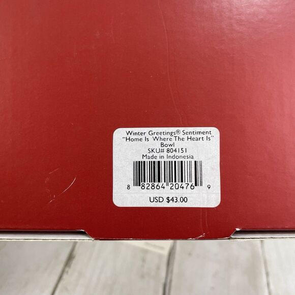 Lenox Winter Greetings Sentiment Bowl "Home Is Where The Heart Is" Cardinal - Picture 3 of 8